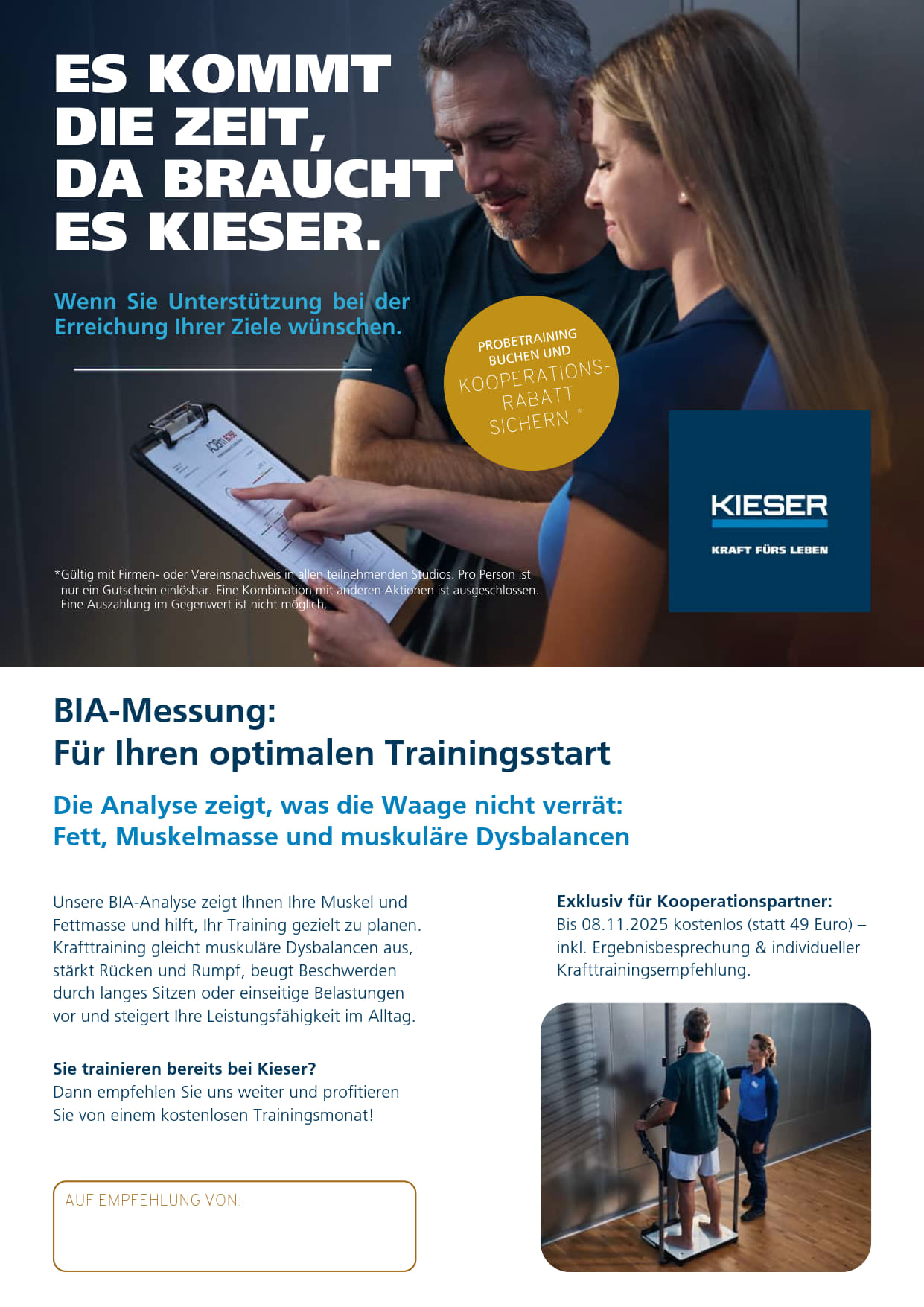 Kieser; Gutschein für BIA-Messung