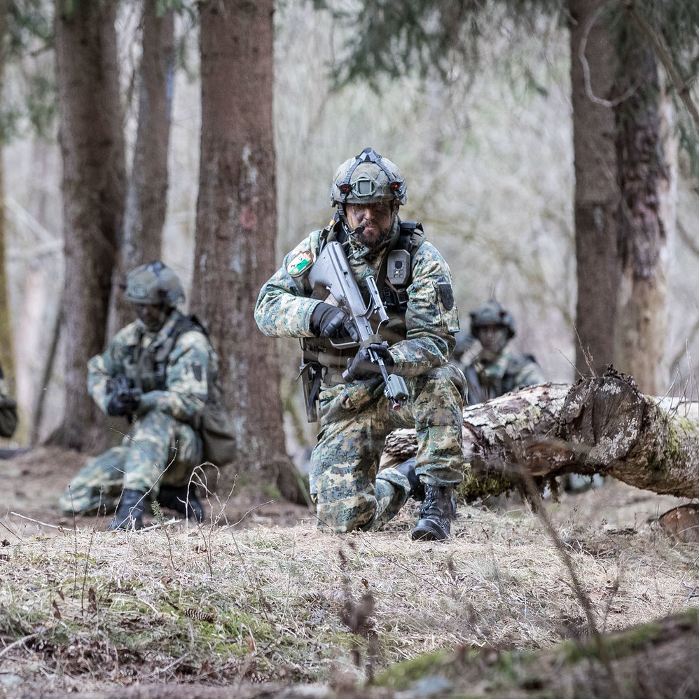 Getarnte Soldaten im Wald